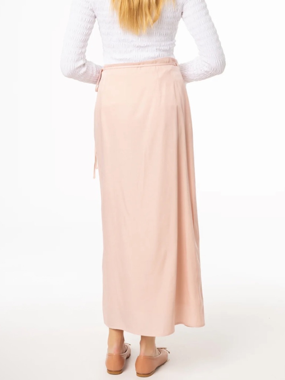 Side-Tie Maxi Wrap Skirt in Blush Pink Size 16 NWT - Picture 2 of 10